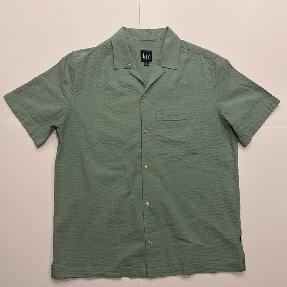 GAP Men's Mint Green Textured Button Down Shirt